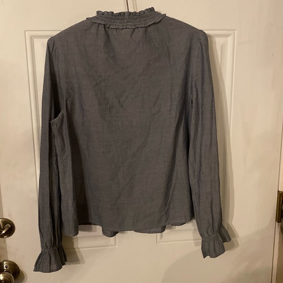 Gap Smocked Chambray Peasant Top with Ruffled Sleeves - Picture 2 of 8